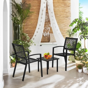 HOMREST 3-Piece Outdoor Bistro Set  Metal Chairs & Table, Blackoutdoor patio furniture set