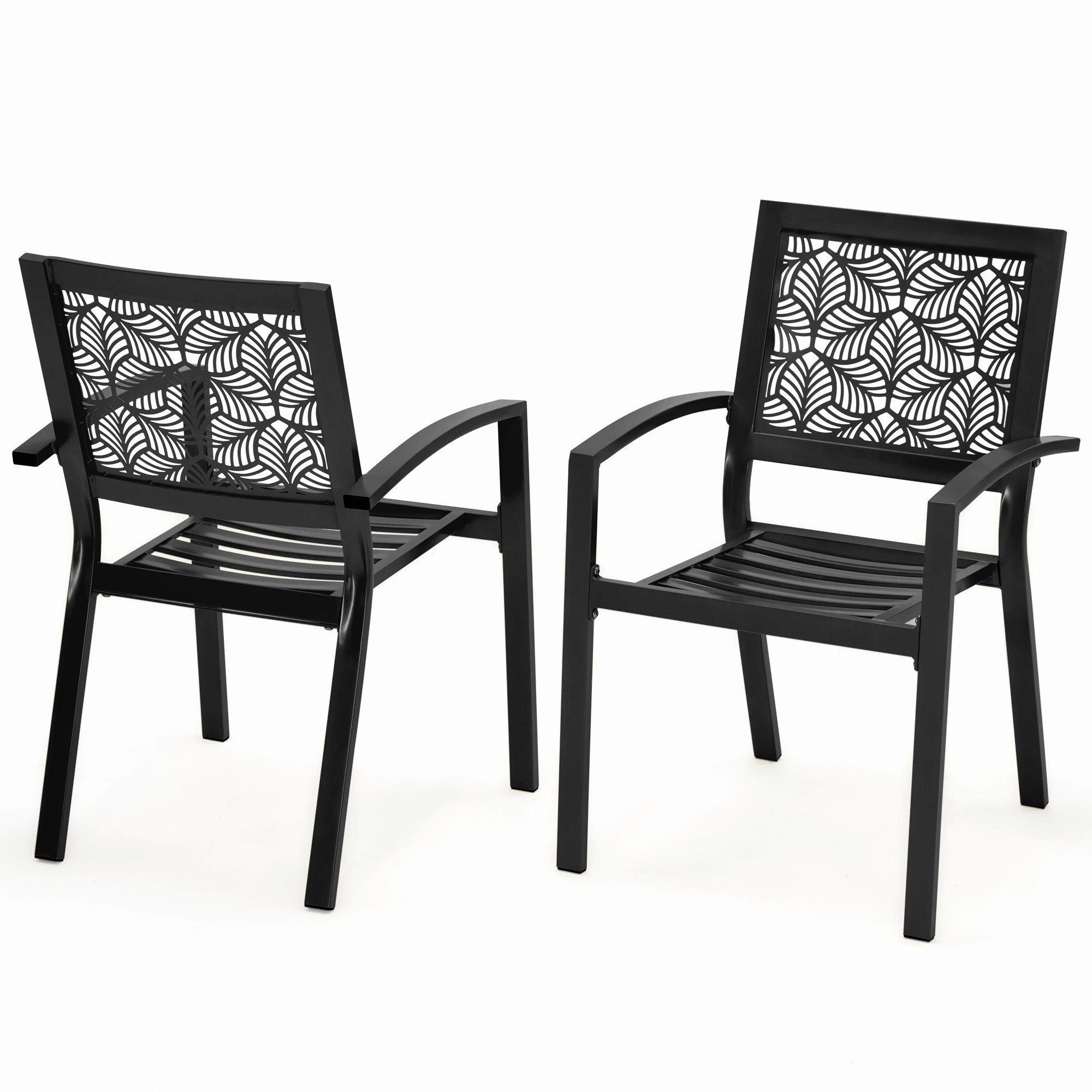 HOMREST 3-Piece Outdoor Bistro Set  Metal Chairs & Table, Black