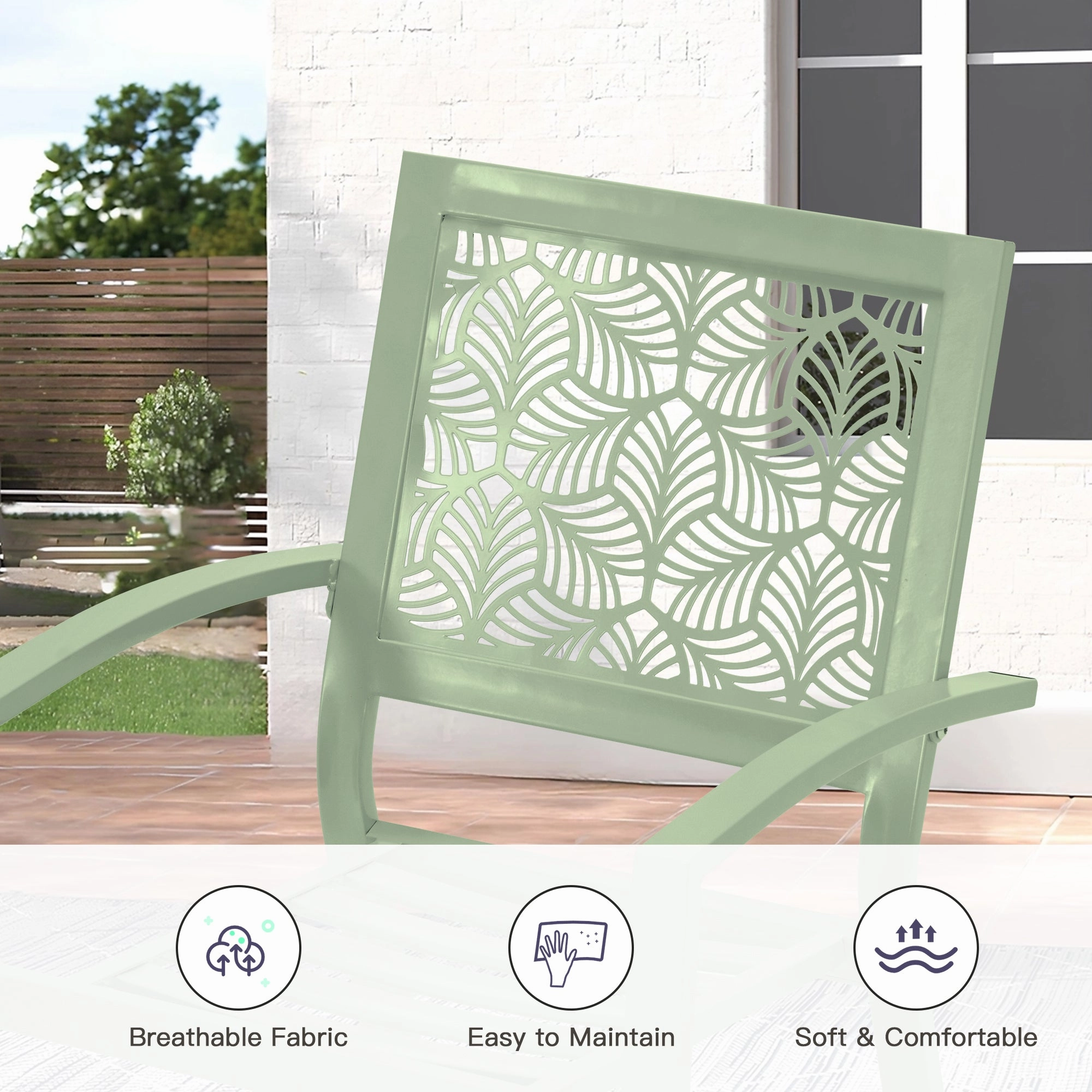HOMREST 3-Piece Outdoor Bistro Set  Metal Chairs & Table, Sage Green