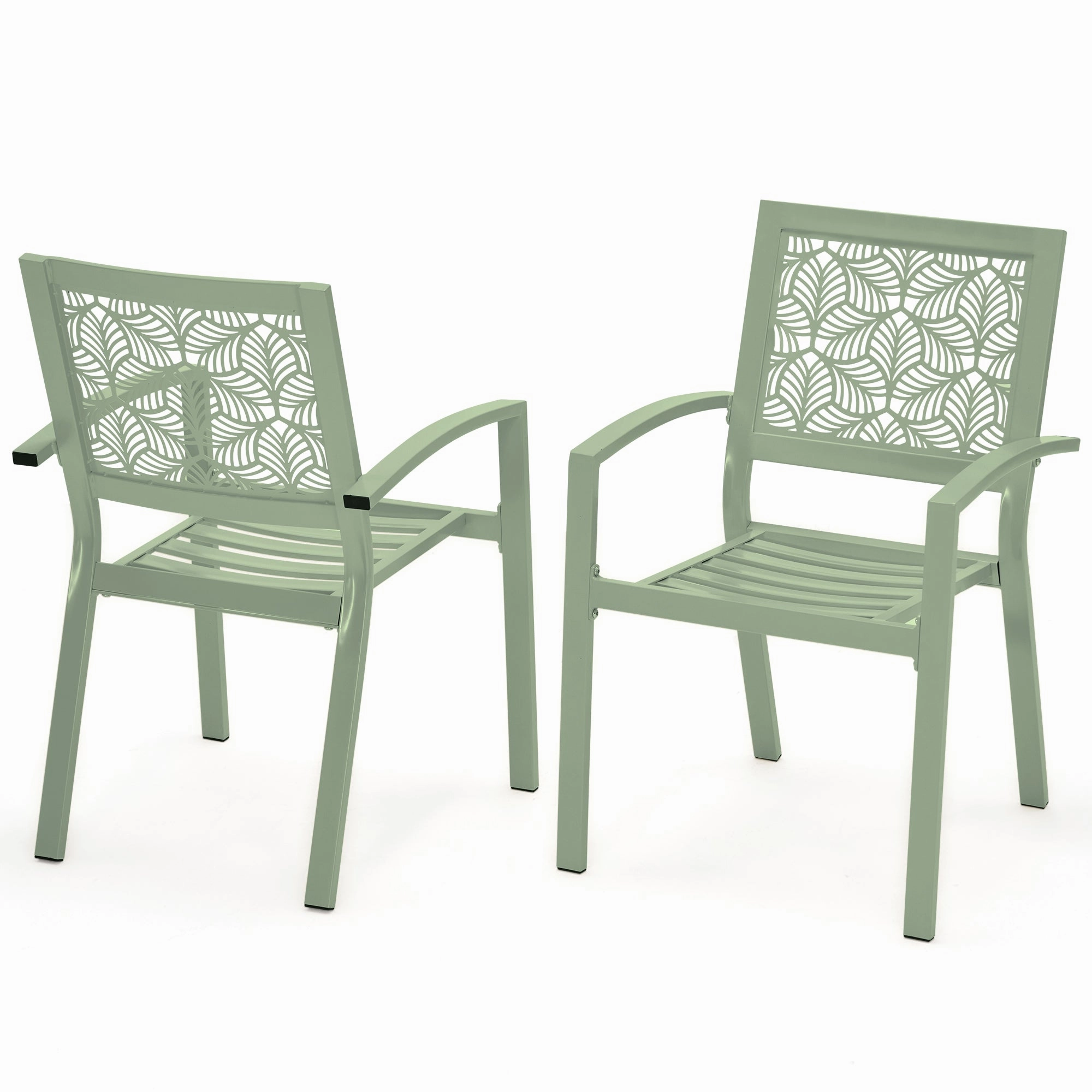 HOMREST 3-Piece Outdoor Bistro Set  Metal Chairs & Table, Sage Green