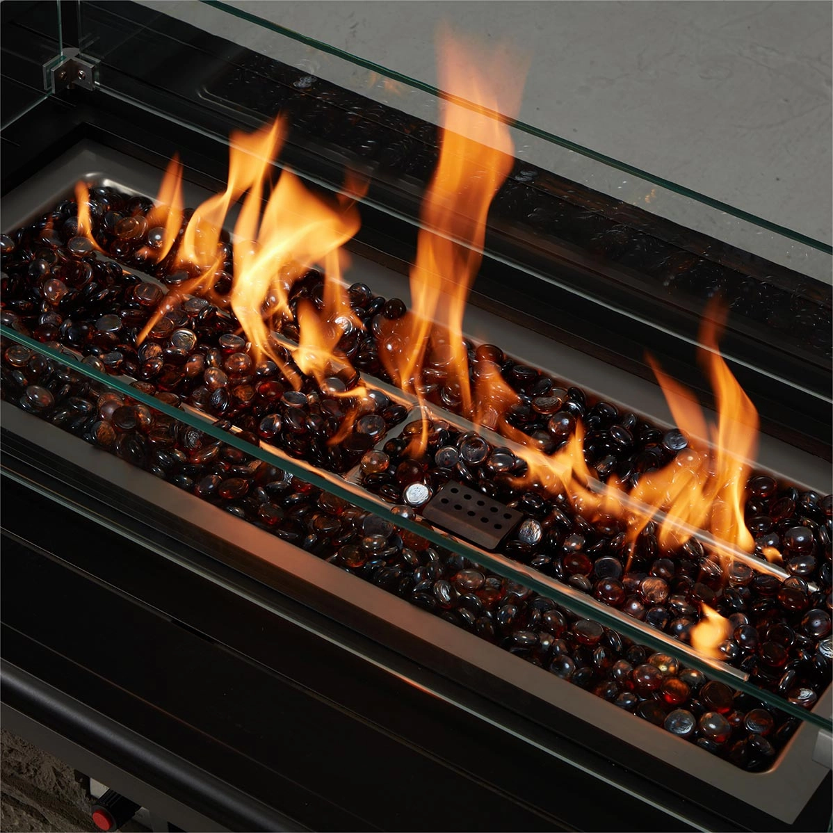 Homrest 44'' Propane Gas Fire Pit Table w/ Faux Ledgestone and Wind guard, Gray
