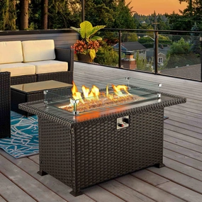 Homrest 44" Patio Propane Fire Pit Table, 50000 BTU Auto-Ignition with Wind Guard, Blackoutdoor patio furniture set