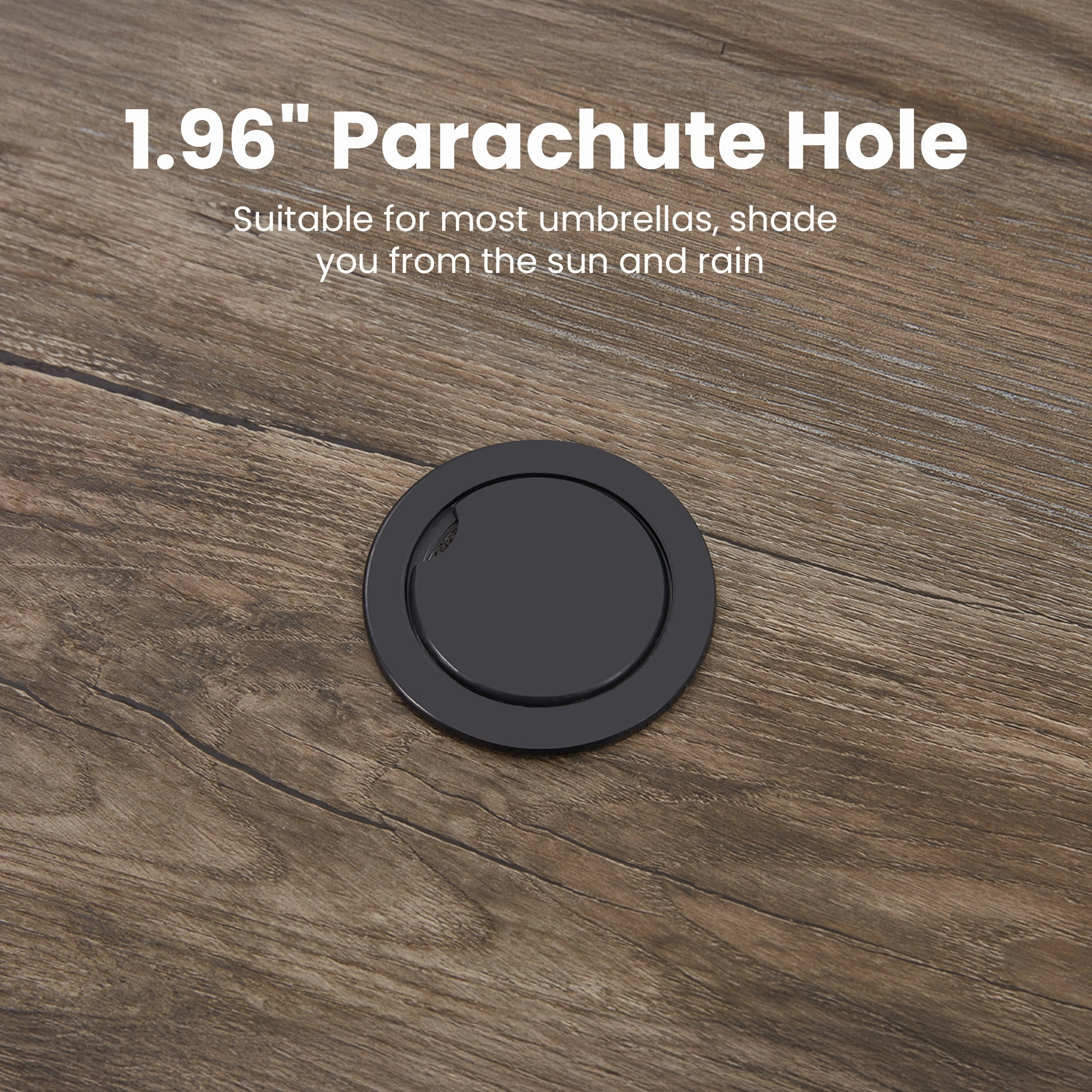 HOMREST 63" x 36" Outdoor Patio Dining Table with 1.96" Adjustable Umbrella Hole
