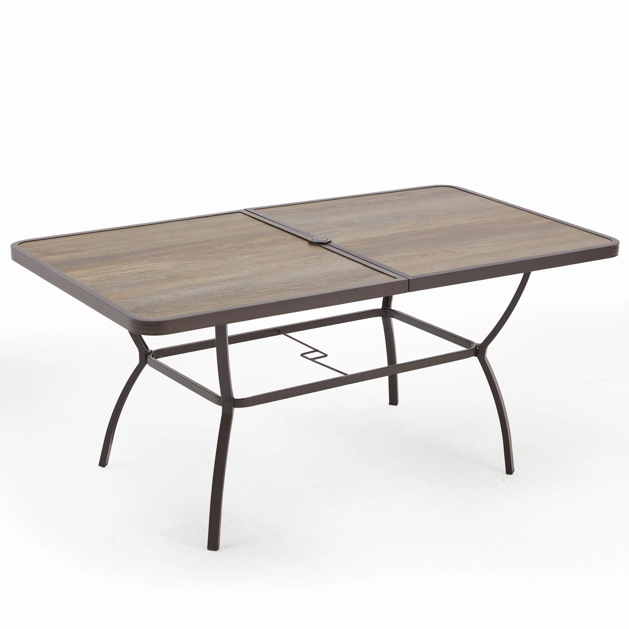 HOMREST 63" x 36" Outdoor Patio Dining Table with 1.96" Adjustable Umbrella Hole