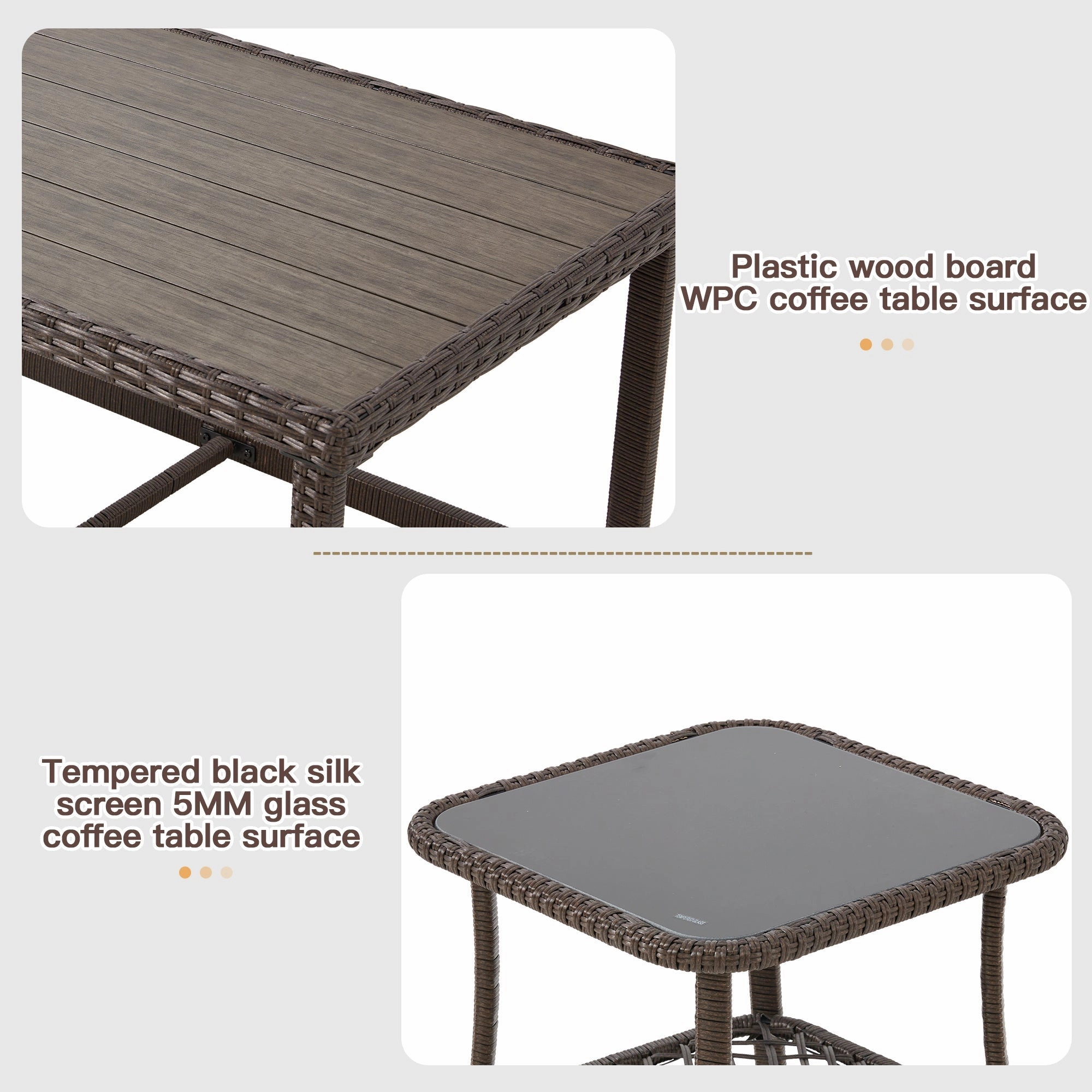HOMREST 7-Piece Outdoor Wicker Patio Set with Swivel Chairs, Ottoman & Coffee Table, Beige