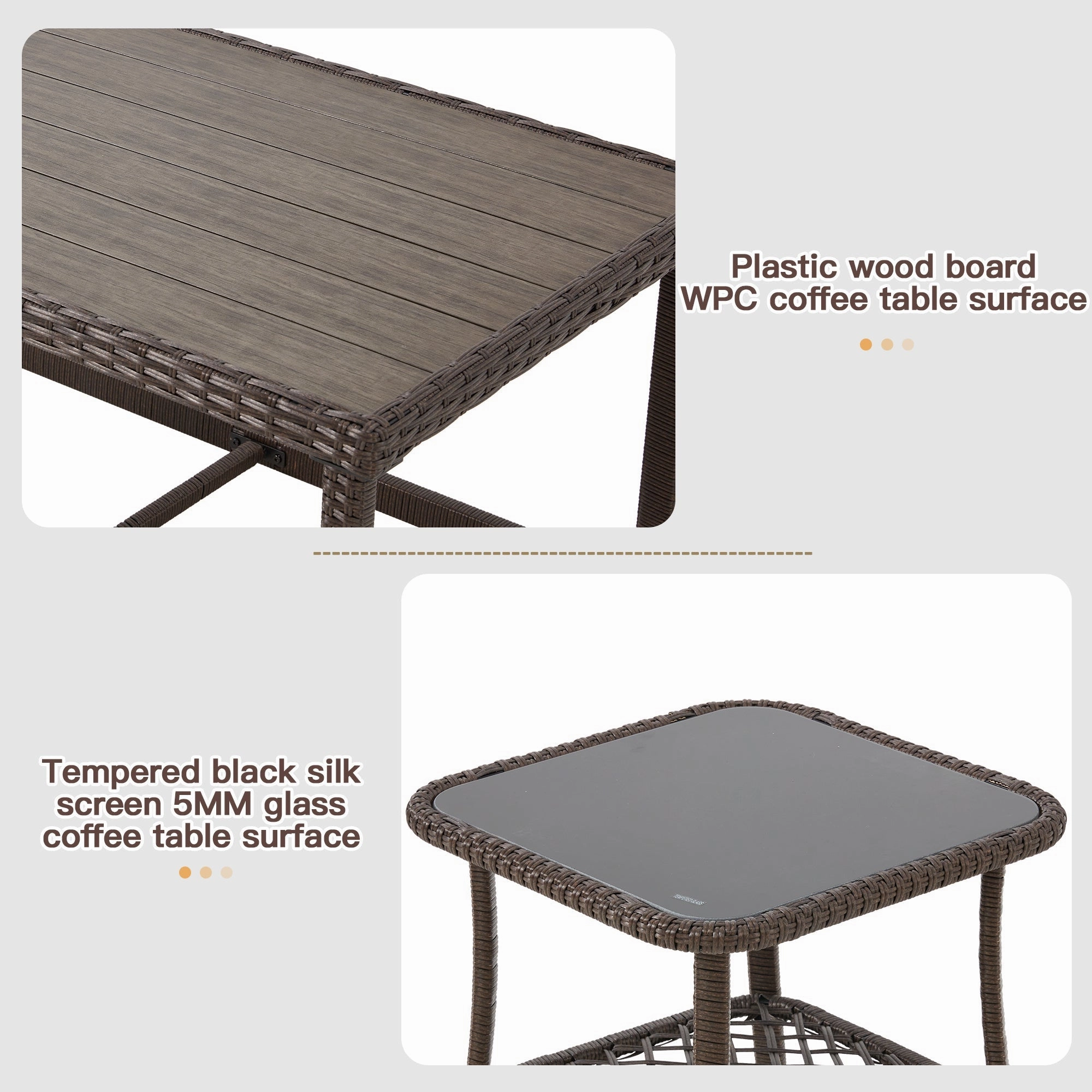 HOMREST 7-Piece Outdoor Wicker Patio Set with Swivel Chairs, Ottoman & Coffee Table, Blue