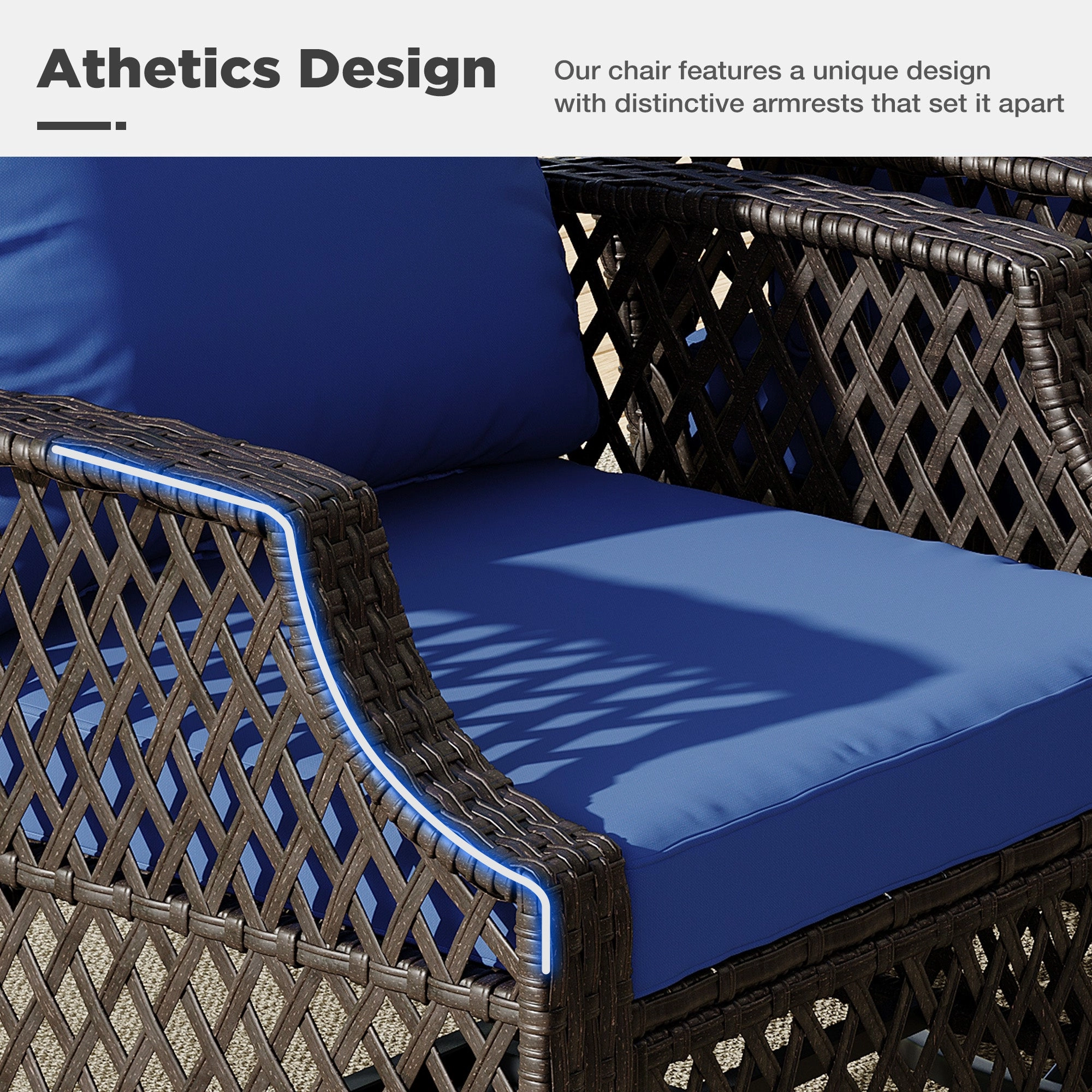 HOMREST 7 Piece Patio Furniture Set, Rattan Outdoor Sectional for Deck Backyard Porch (Navy Blue)