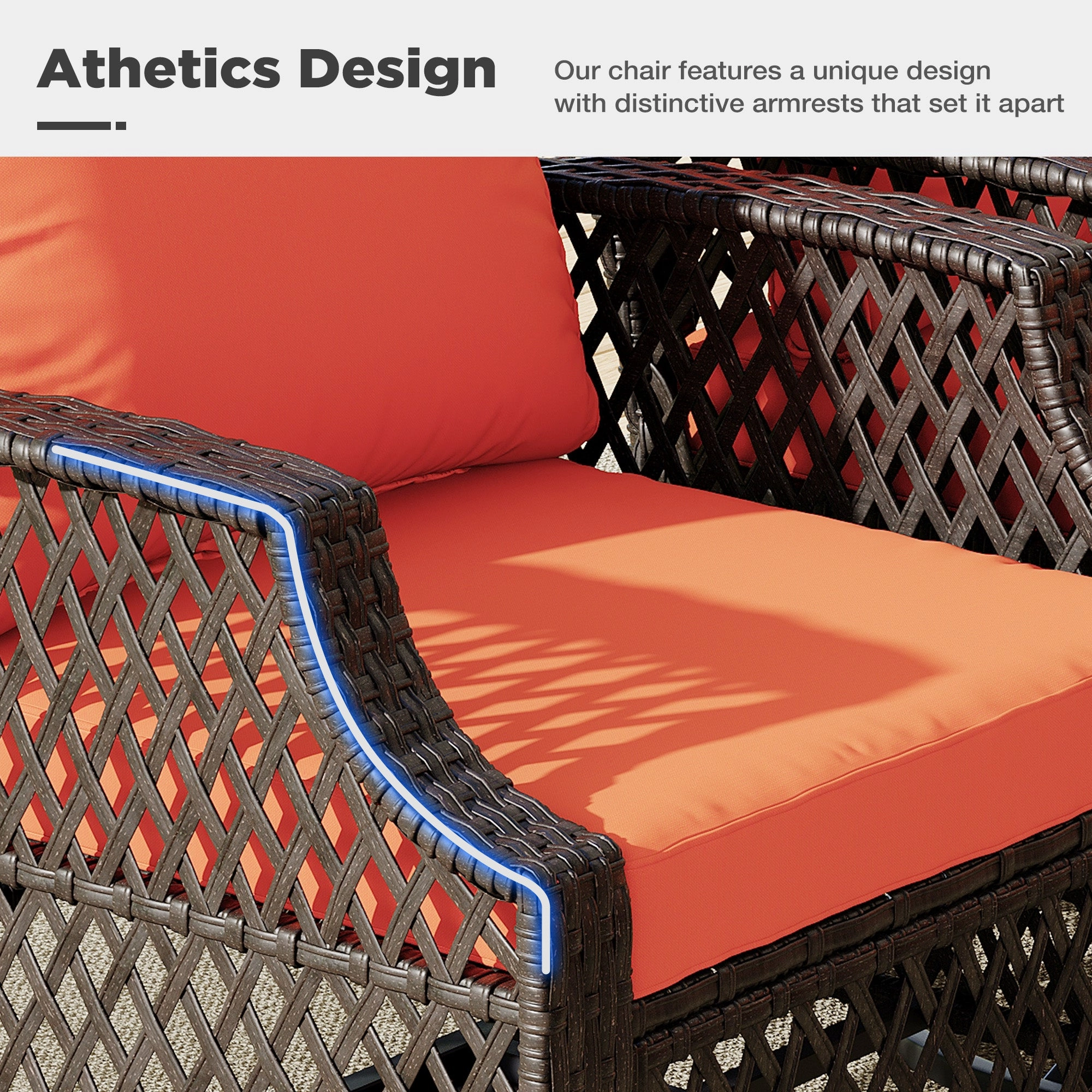 HOMREST 7 Piece Patio Furniture Set, Rattan Outdoor Sectional for Deck Backyard Porch (Orange)