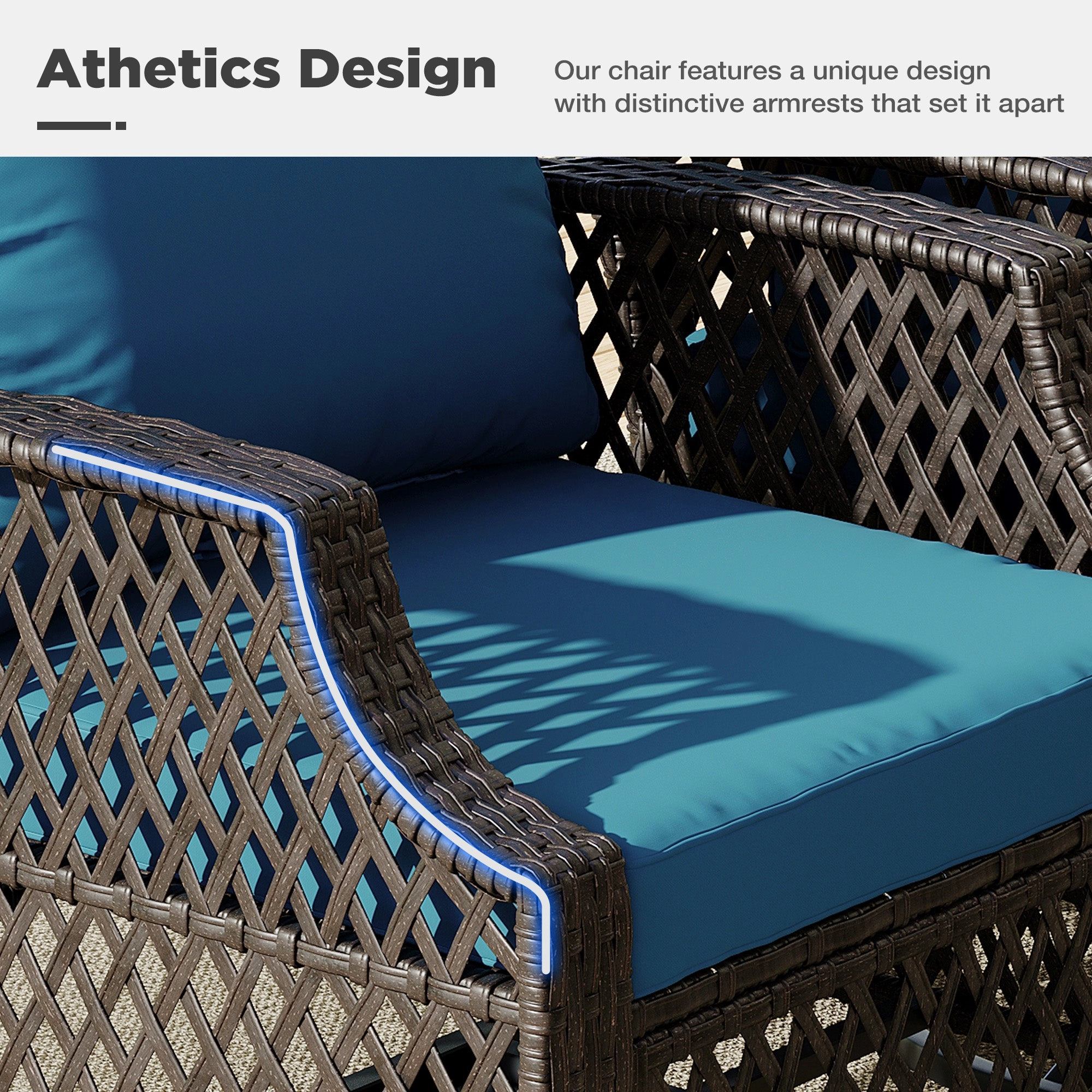HOMREST 7 Piece Patio Furniture Set, Rattan Outdoor Sectional for Deck Backyard Porch (Turquoise)
