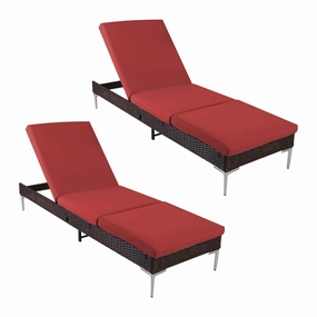 HOMREST Outdoor Chaise Lounge Chair Set of 2 with Adjustable Backrest, Burgundyoutdoor patio furniture set