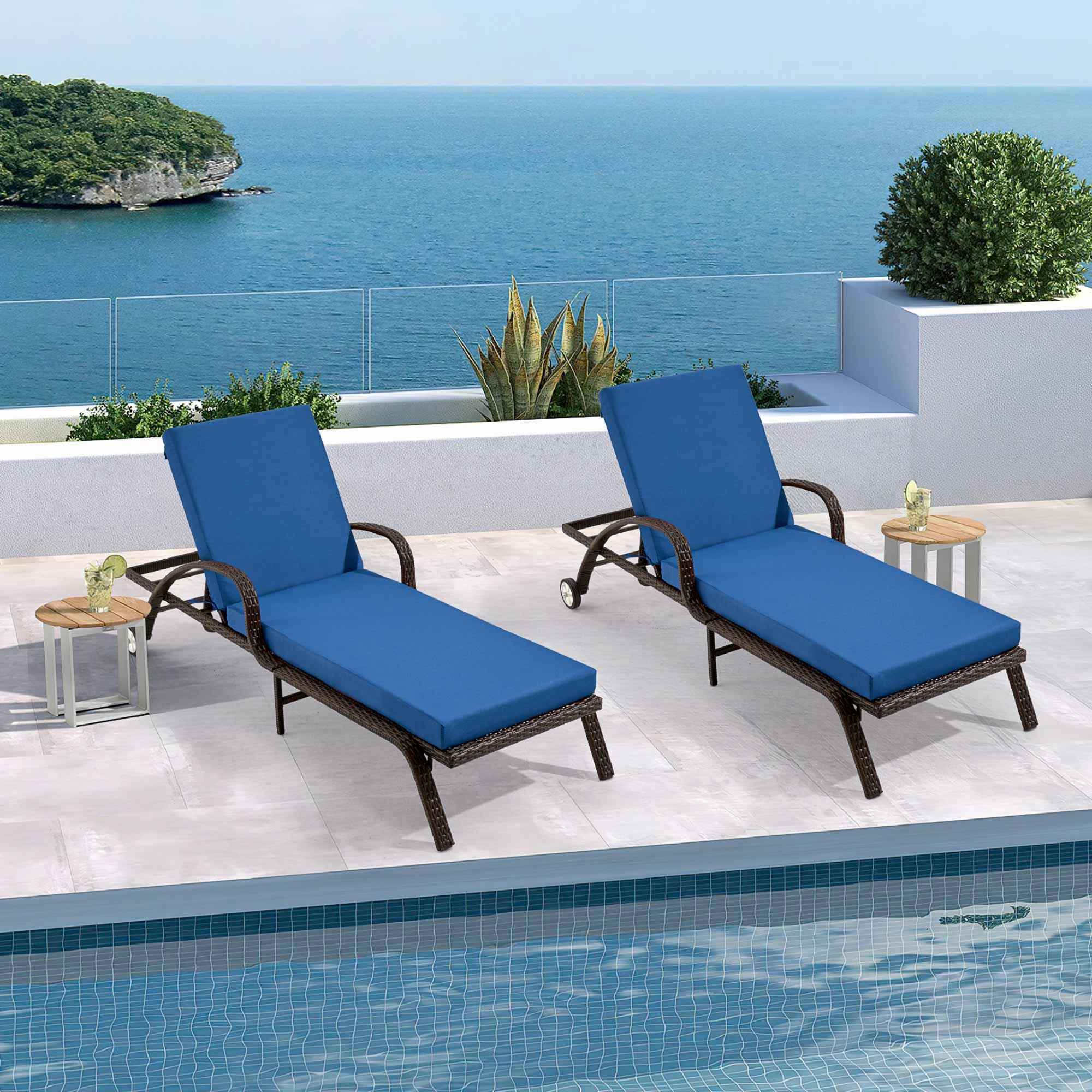 HOMREST Outdoor Lounge Chair Cushion Replacement, Dark Blue