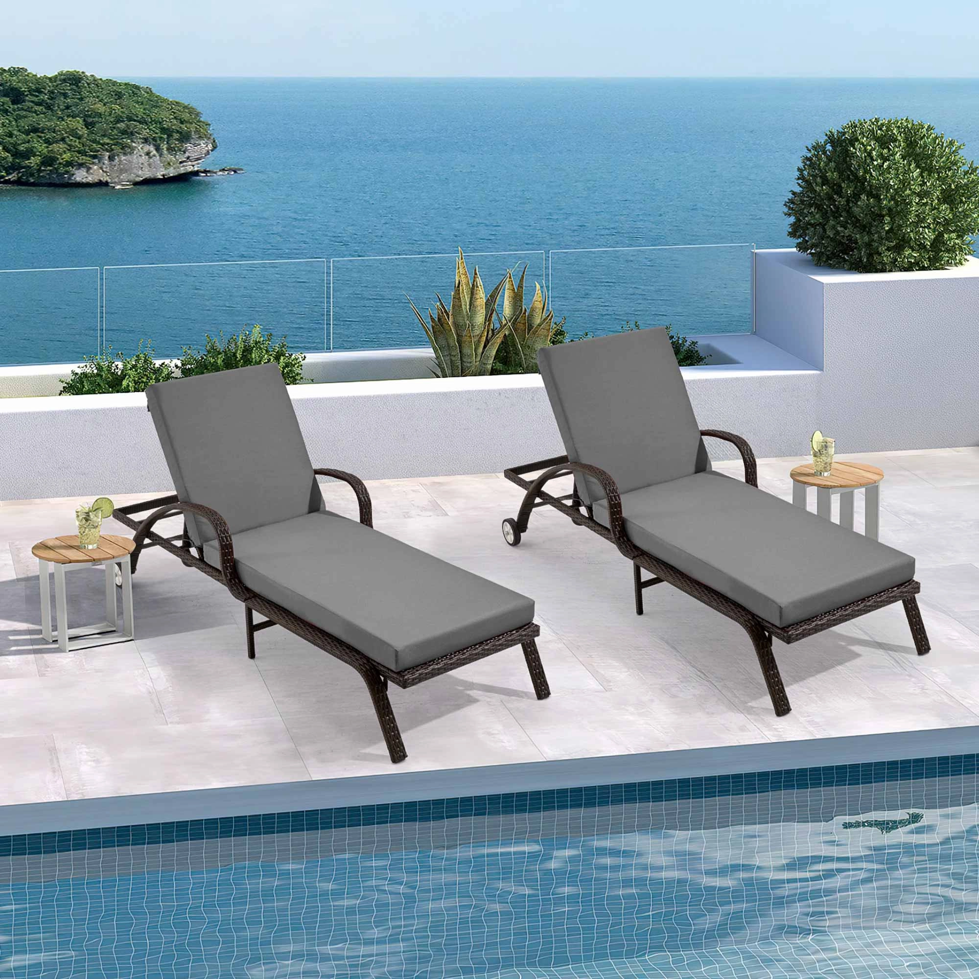 HOMREST Outdoor Lounge Chair Cushion Replacement, Grey