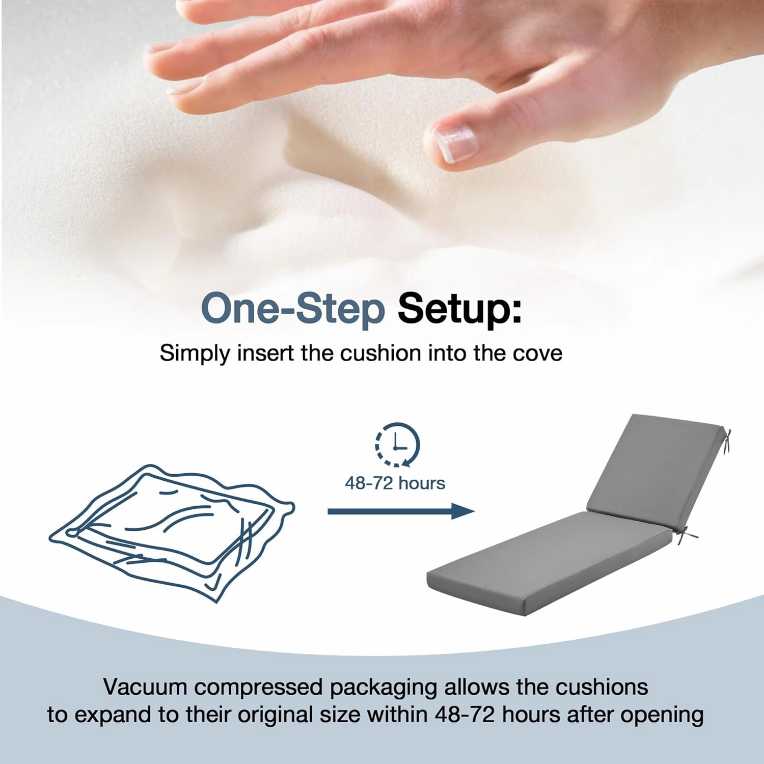 HOMREST Outdoor Lounge Chair Cushion Replacement, Grey