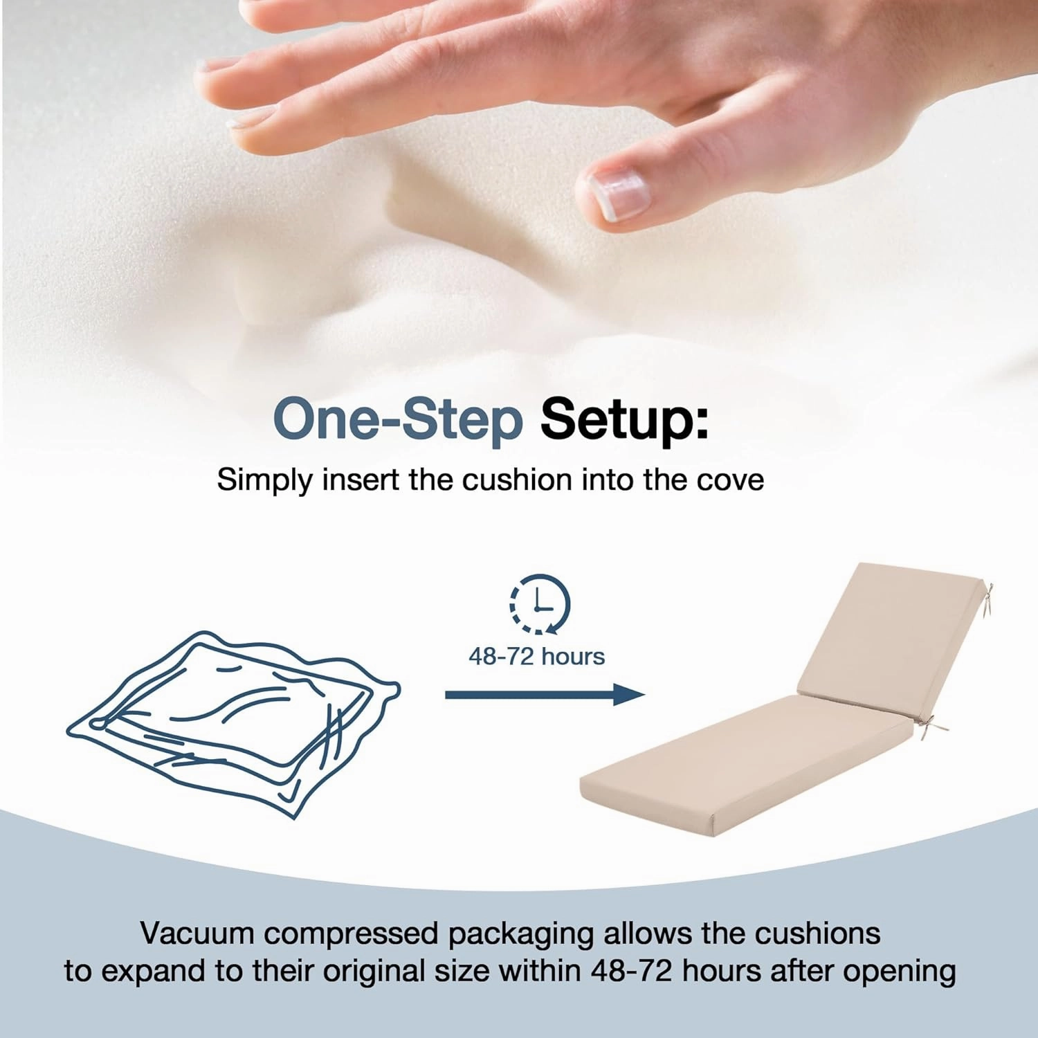HOMREST Outdoor Lounge Chair Cushion Replacement, Khaki