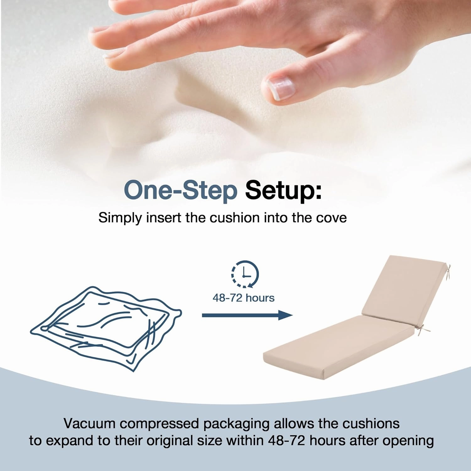 HOMREST Outdoor Lounge Chair Cushion Replacement Set of 2, Beige