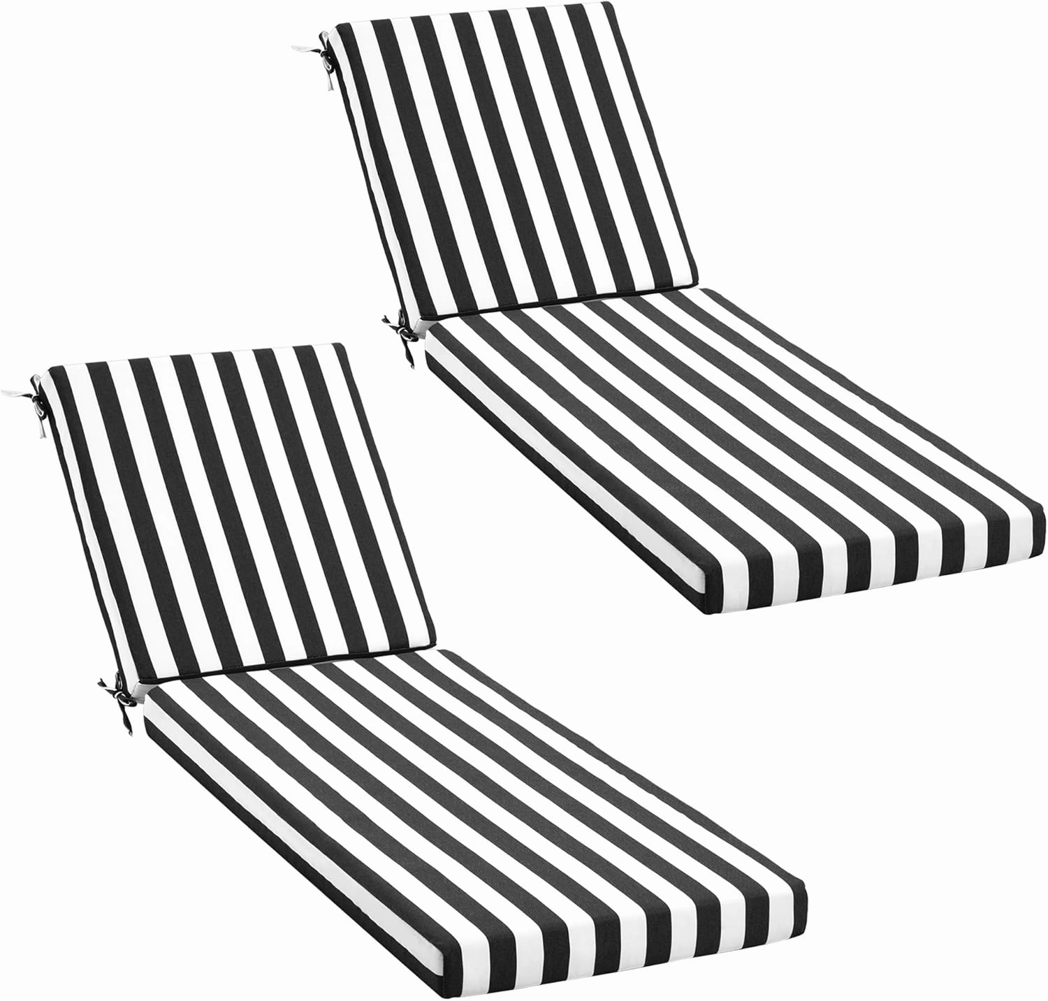 HOMREST Outdoor Lounge Chair Cushion Replacement Set of 2, Black Stripes