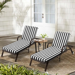HOMREST Outdoor Lounge Chair Cushion Replacement Set of 2, Black Stripesoutdoor patio furniture set