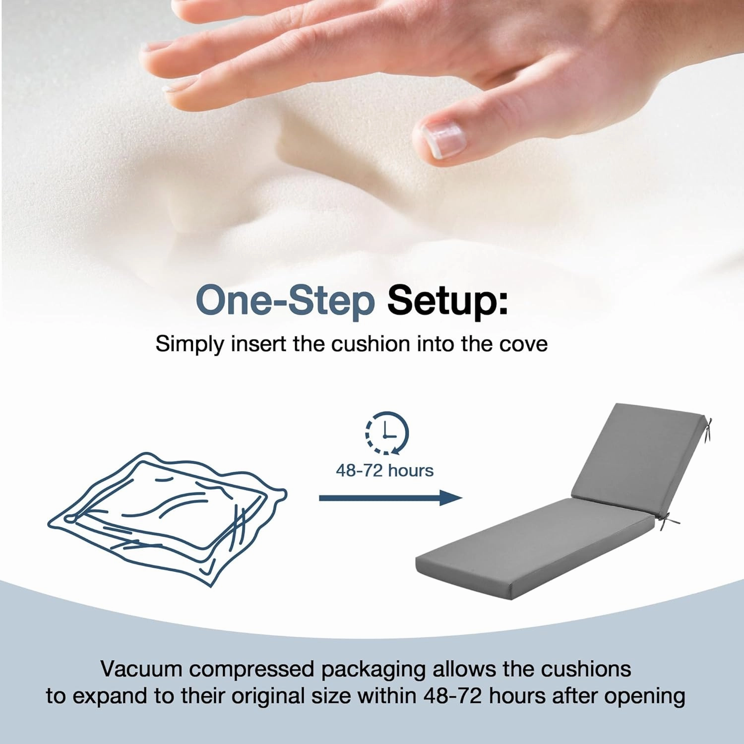 HOMREST Outdoor Lounge Chair Cushion Replacement Set of 2, Grey