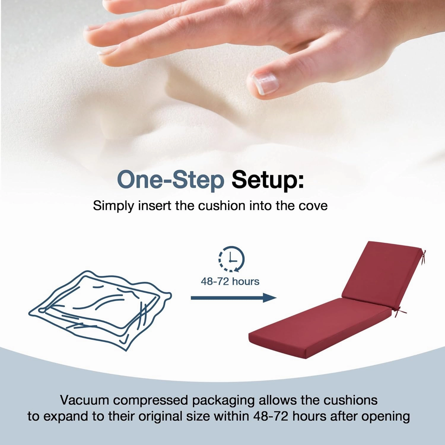 HOMREST Outdoor Lounge Chair Cushion Replacement Set of 2, Wine Red