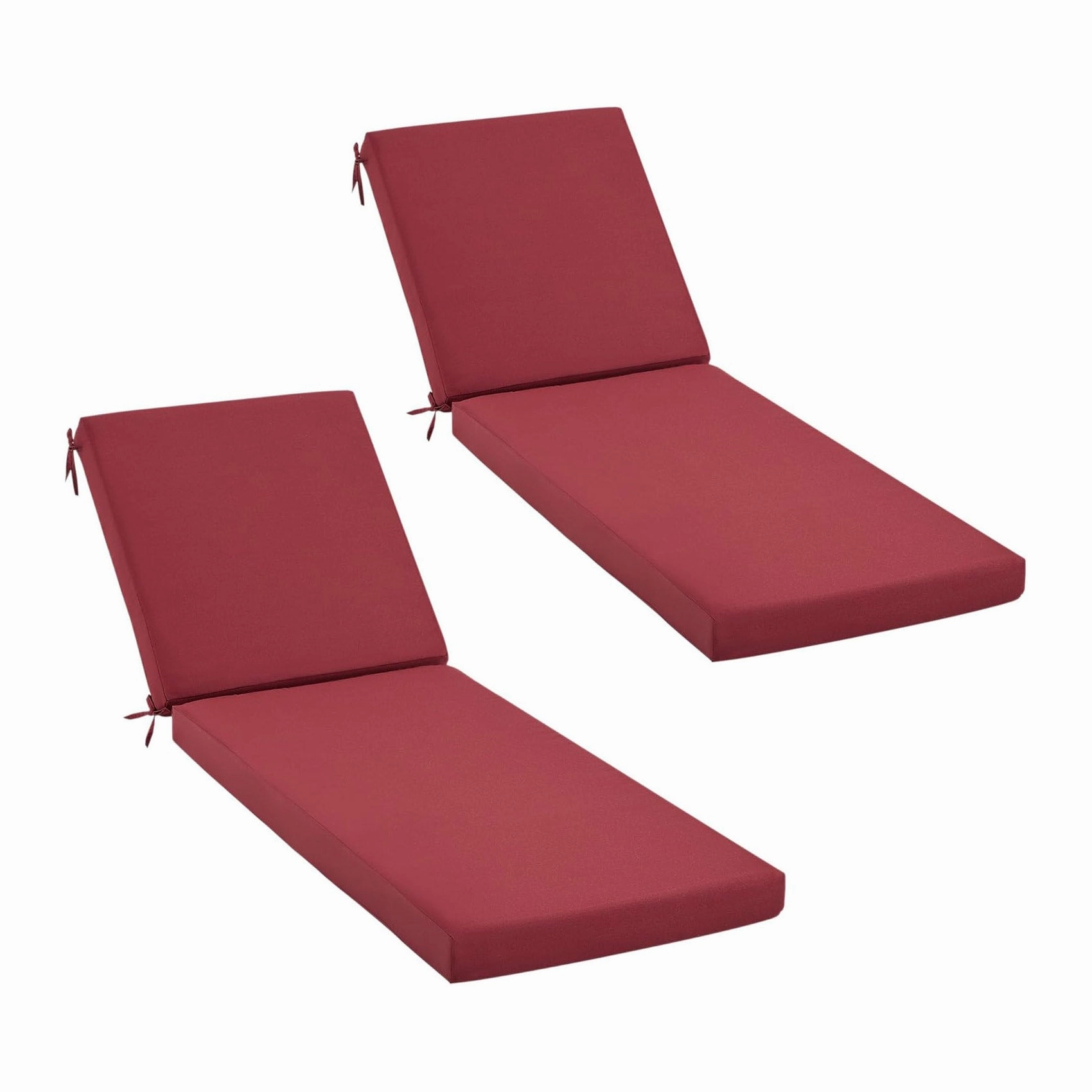 HOMREST Outdoor Lounge Chair Cushion Replacement Set of 2, Wine Red