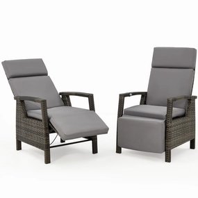 HOMREST Outdoor Recliner Chair Set of 2, up to 150with Removable Cushion, Greyoutdoor patio furniture set