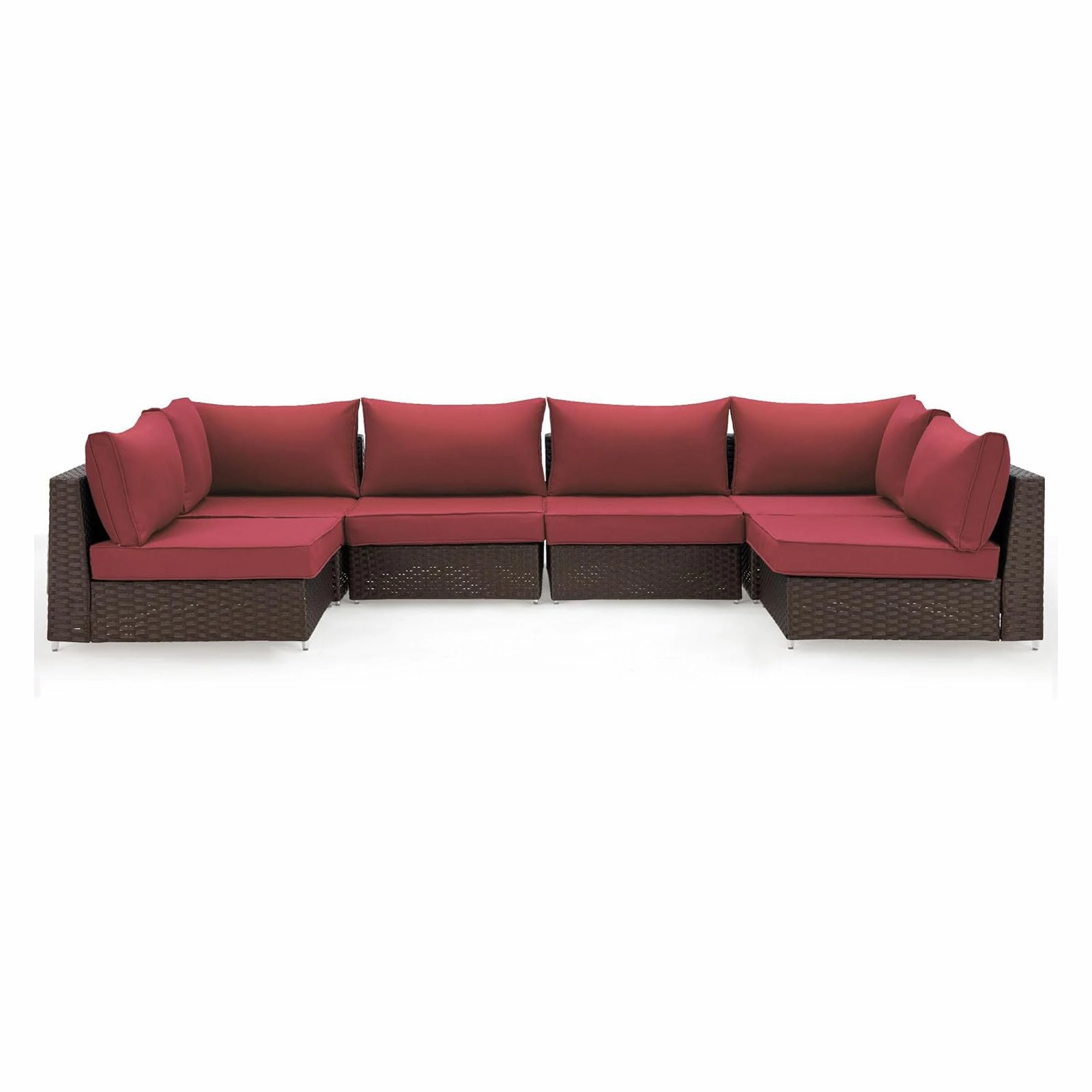 Homrest Outdoor Replacement Cushions for  6-Seat Patio Conversation Set, Wine Red