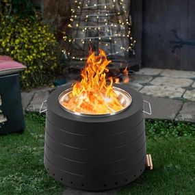 Homrest Smokeless 19.5 in Patio Fire Pit with Removable Ash Pan, Blackoutdoor patio furniture set