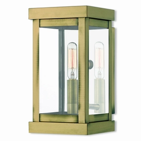 Hopewell One Light Outdoor Wall Lantern Antique Brass w/ Polished Chrome Stainless SteelOutdoor wall sconces with motion sensor