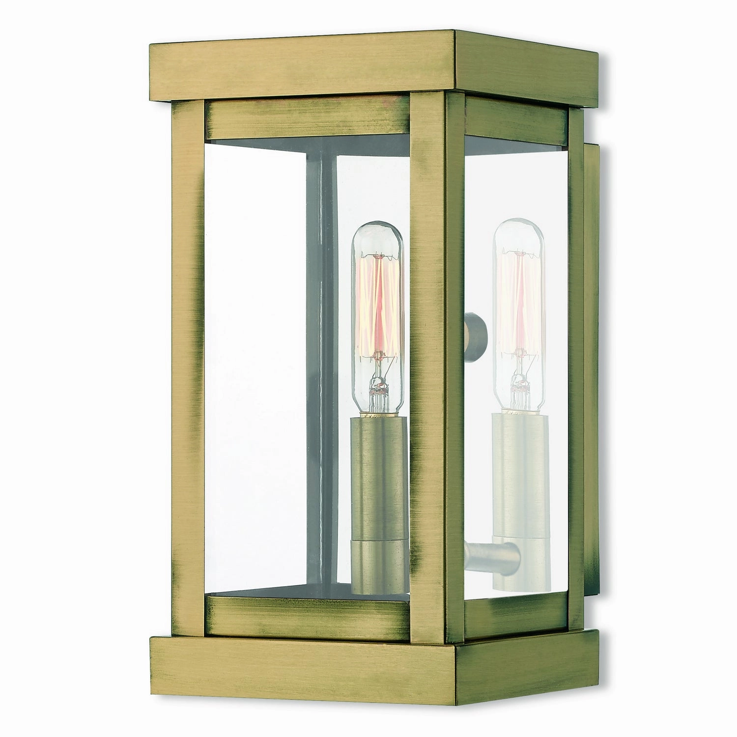 Hopewell One Light Outdoor Wall Lantern Antique Brass w/ Polished Chrome Stainless SteelOutdoor wall sconces with motion sensor
