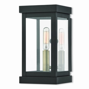 Hopewell One Light Outdoor Wall Lantern Bronze w/ Antique Brass Cluster and Polished Chrome Stainless SteelOutdoor wall sconces with motion sensor