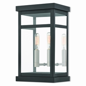 Hopewell Two Light Outdoor Wall Lantern Black w/ Brushed Nickel Cluster and Polished Chrome Stainless SteelOutdoor wall sconces with motion sensor