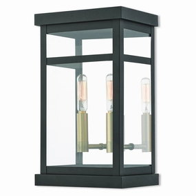 Hopewell Two Light Outdoor Wall Lantern Bronze w/ Antique Brass Cluster and Polished Chrome Stainless SteelOutdoor wall sconces with motion sensor