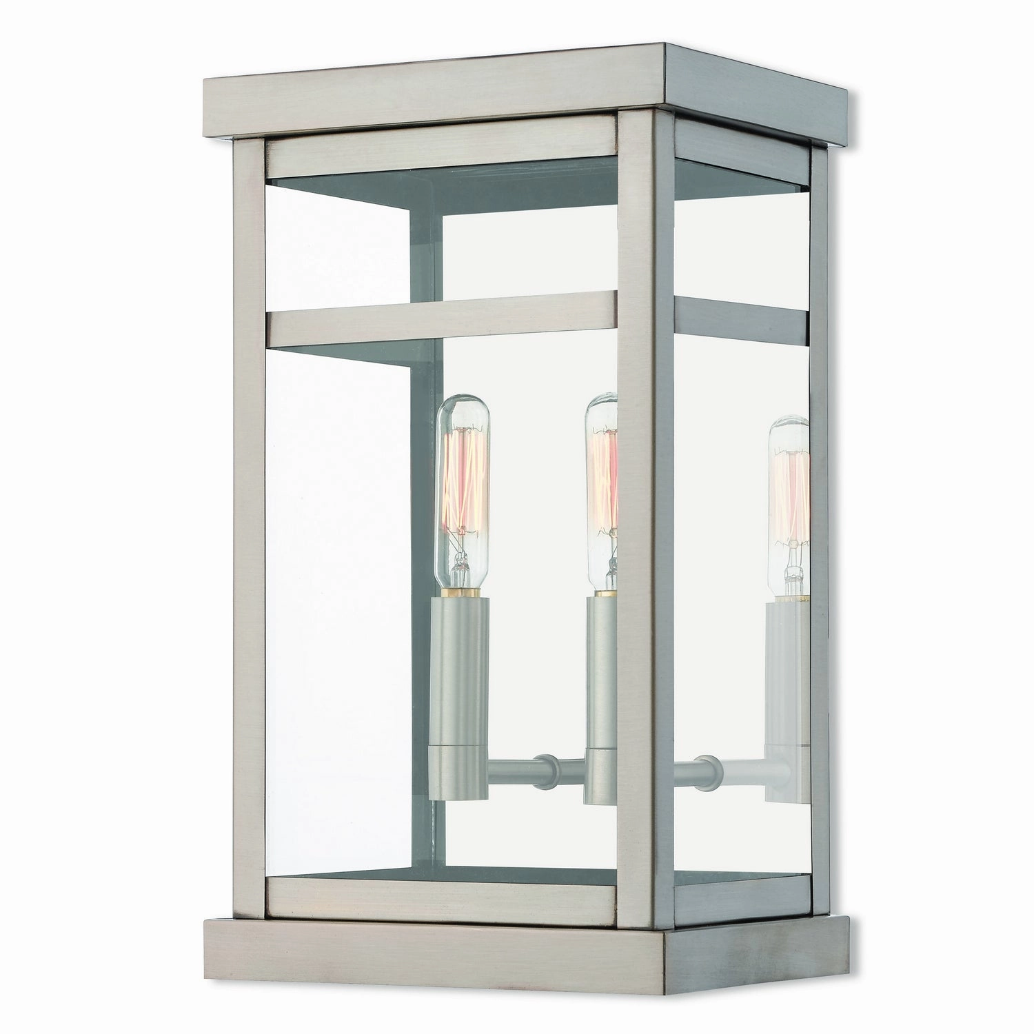 Hopewell Two Light Outdoor Wall Lantern Brushed Nickel w/ Polished Chrome Stainless SteelOutdoor wall sconces with motion sensor