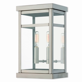 Hopewell Two Light Outdoor Wall Lantern Brushed Nickel w/ Polished Chrome Stainless SteelOutdoor wall sconces with motion sensor