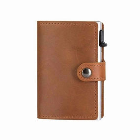 Eazicard Genuine Leather Saddle Rfid Wallet | Brown/Silver Daily Clearance Deal Hot Pick Deal
