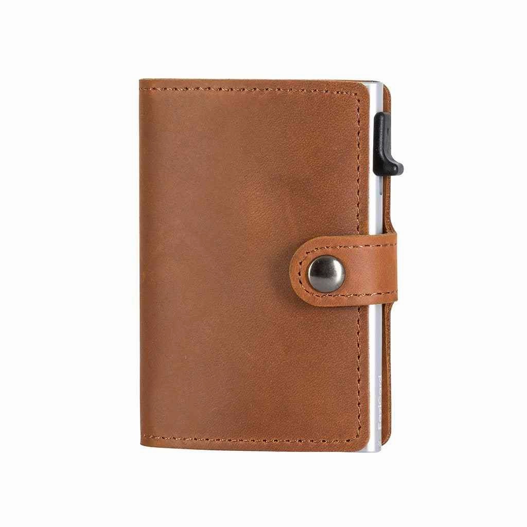 Eazicard Genuine Leather Saddle Rfid Wallet | Brown/Silver Daily Clearance Deal Hot Pick Deal