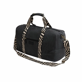 Escape Classic Canvas Weekender Bag With Zebra Print Straps  Black Trending Savings Now