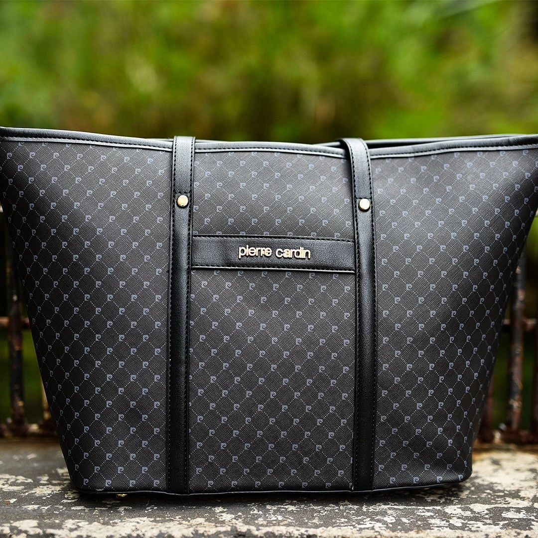 Pierre Cardin Guliana Core Logo Tote Handbag | Black Grey Grab It Before Gone