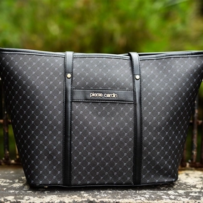 Pierre Cardin Guliana Core Logo Tote Handbag | Black Grey Grab It Before Gone