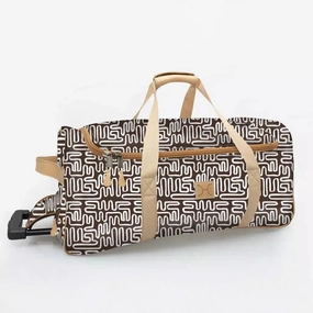 Thandana Laminated Fabric Wheeled Duffel Bag | Geo Black Hot Offer Frenzy MustHave Deals