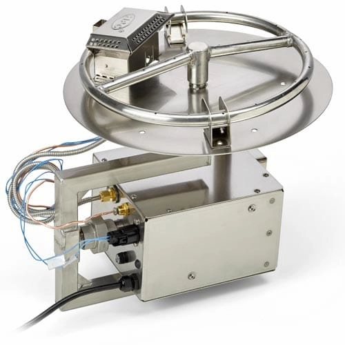 HPC Fire 14" Round Flat Electronic Ignition On/Off Fire Pit Insert 120VACportable outdoor fire pit with lid
