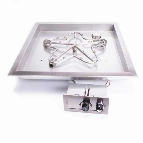 HPC Fire 18" Square Bowl Torpedo Push Button/Flame Sensing Fire Pit insertportable outdoor fire pit with lid