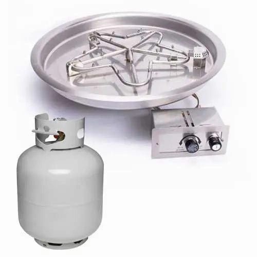 HPC Fire 19" Round Bowl Pan Push Button Fire Pit Insert PENTA19FPPK-FLEX-LP-ST