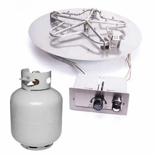 HPC Fire 24" Round Flat Pan Push Button Ignition Small Tank Fire Pit Insert
