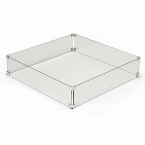 HPC Fire 25-Inch Fire Pit Glass Wind Guard Square WG25-SQFireproof mat for under fire pit