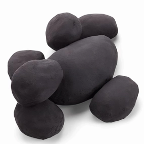 HPC Fire 2.5 inch to 4.5 inch Black Ceramic River Rock FPR84BLFireproof mat for under fire pit