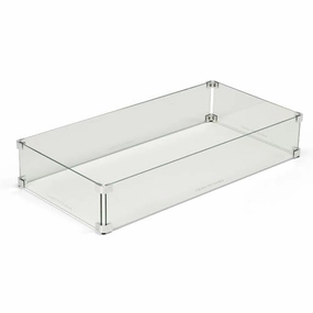 HPC Fire 31x15-inch Linear Glass Wind Guard WG31X15-LFireproof mat for under fire pit