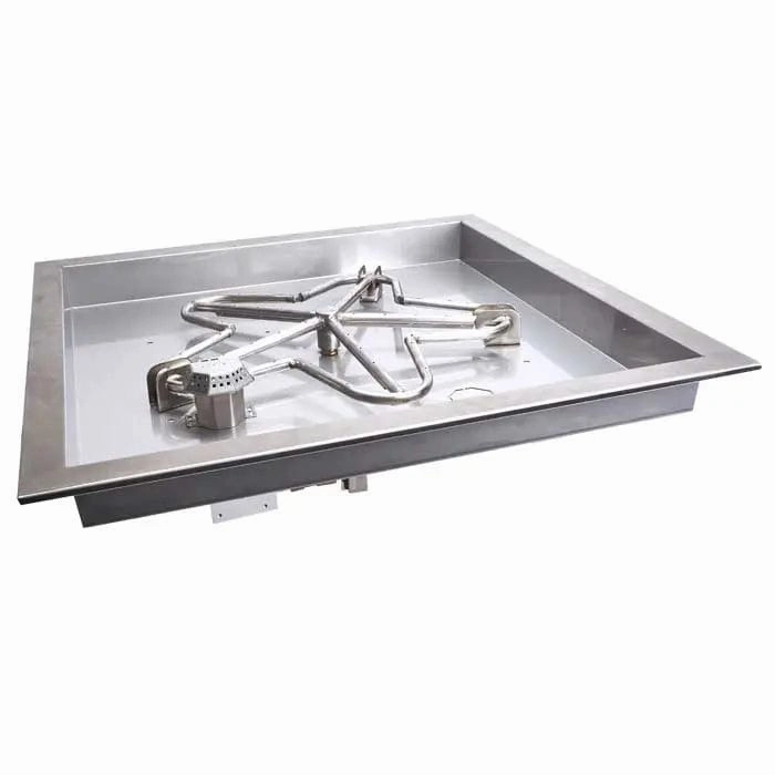 HPC Fire 36" Hi/Lo 120VAC Electric Ignition Square Bowl Pan Fire Pit Insertportable outdoor fire pit with lid