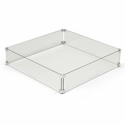 HPC Fire 37-Inch Fire Pit Glass Wind Guard Square WG37-SQFireproof mat for under fire pit