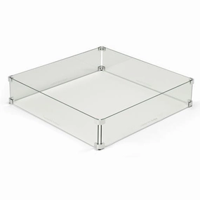 HPC Fire 37-Inch Fire Pit Glass Wind Guard Square WG37-SQFireproof mat for under fire pit